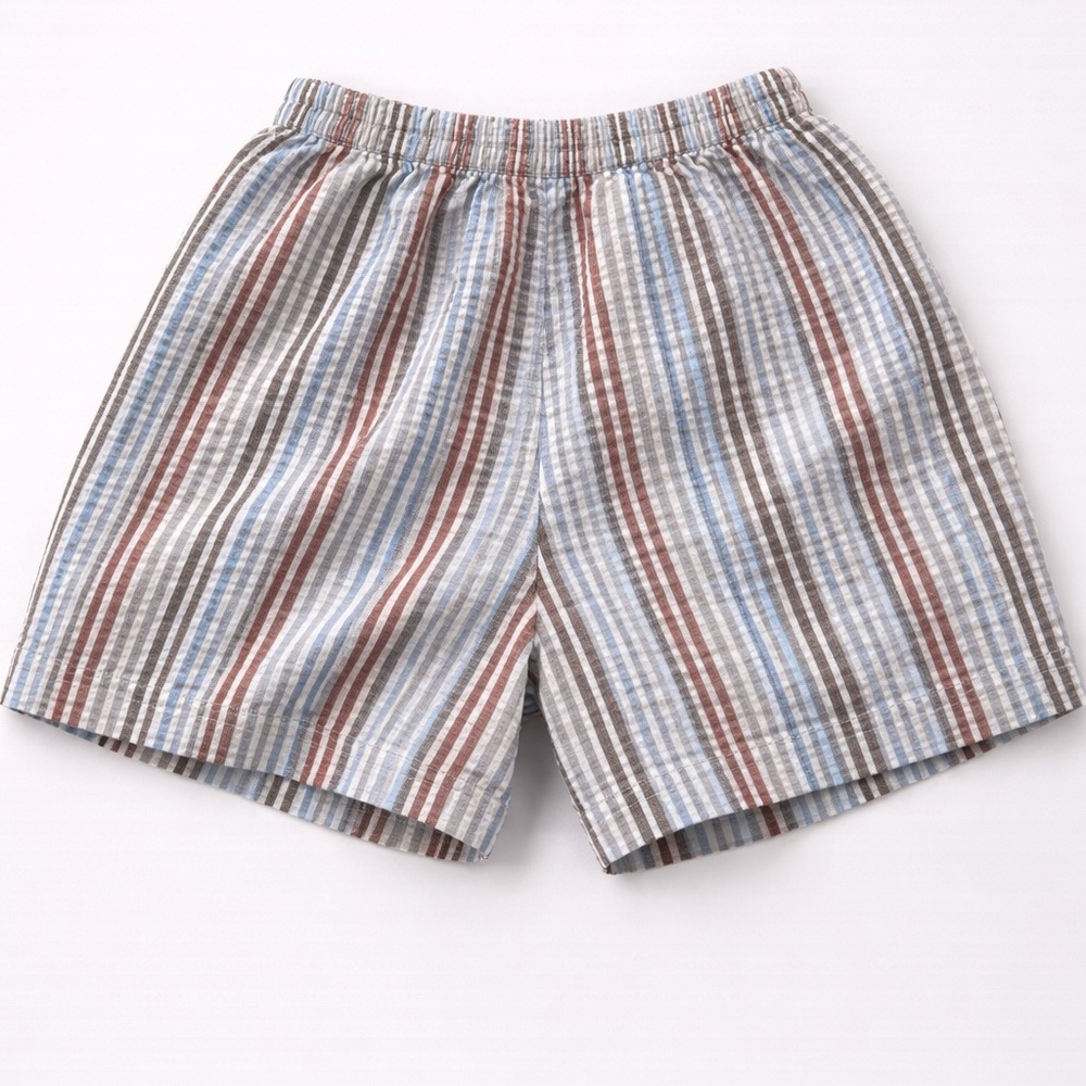 Striped Women's Shorts in Blue, Red, and Gray